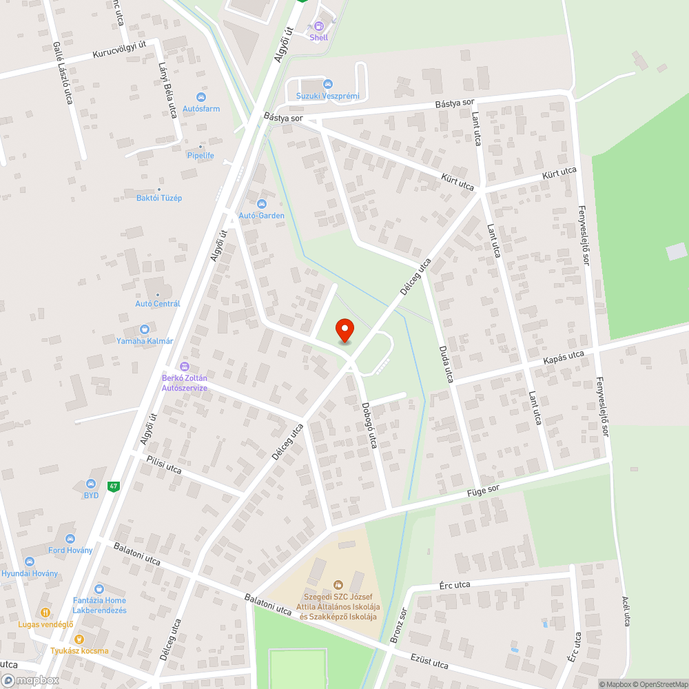 Felbontott út bejelentés helye