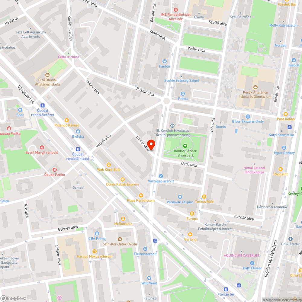 Mély kátyú a Hunor utcában bejelentés helye