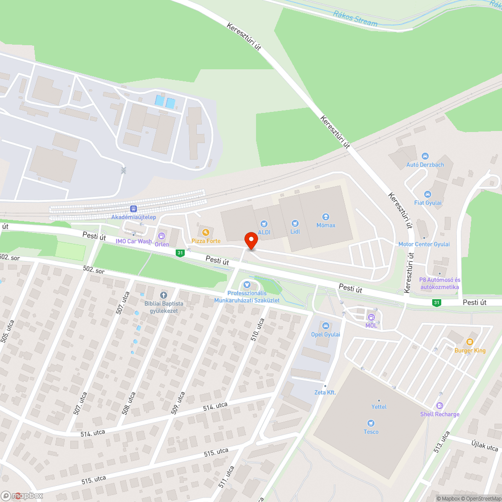 Életveszély az Aldi parkolójában bejelentés helye