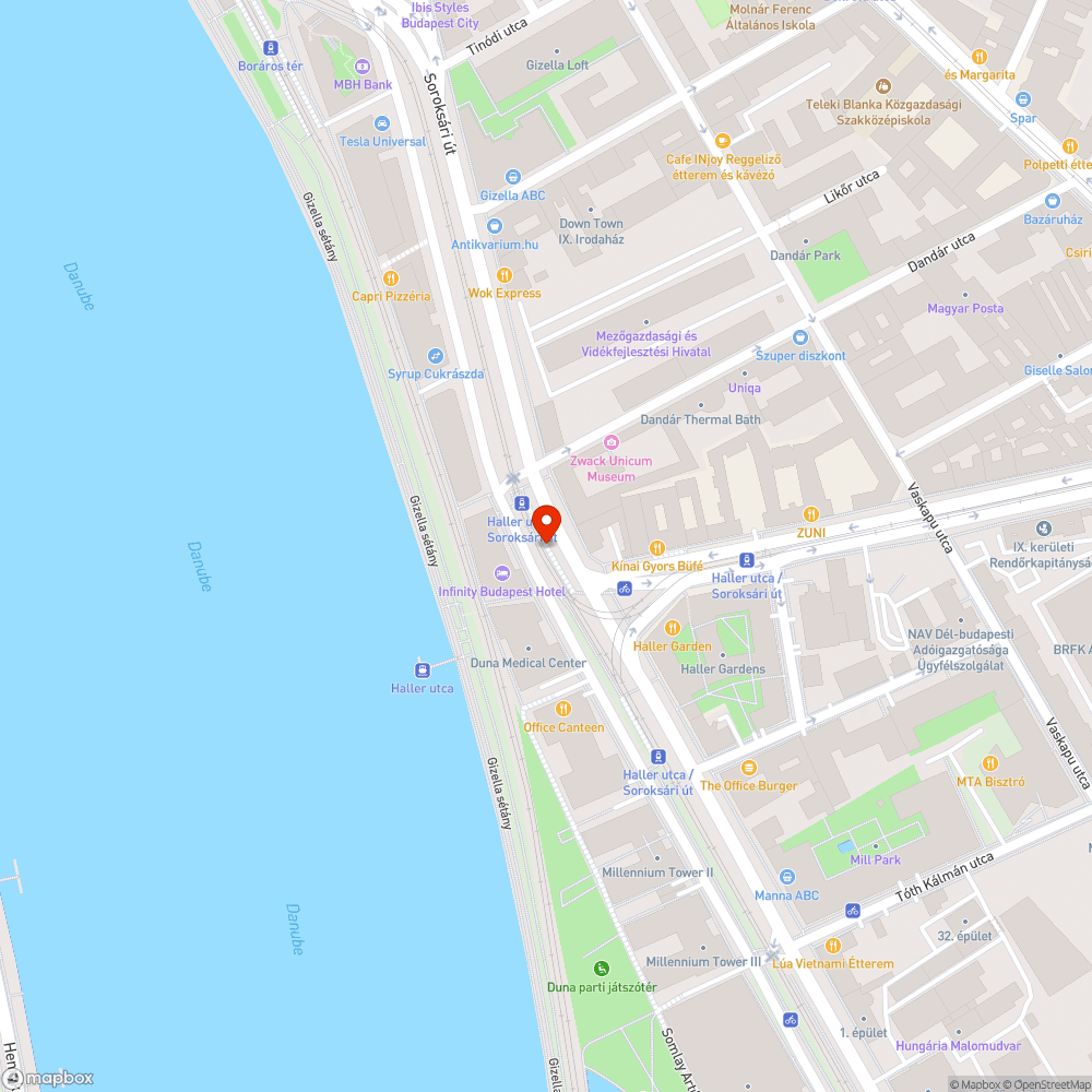 Törött üveg a 2-es villamos Haller utca megállójában bejelentés helye