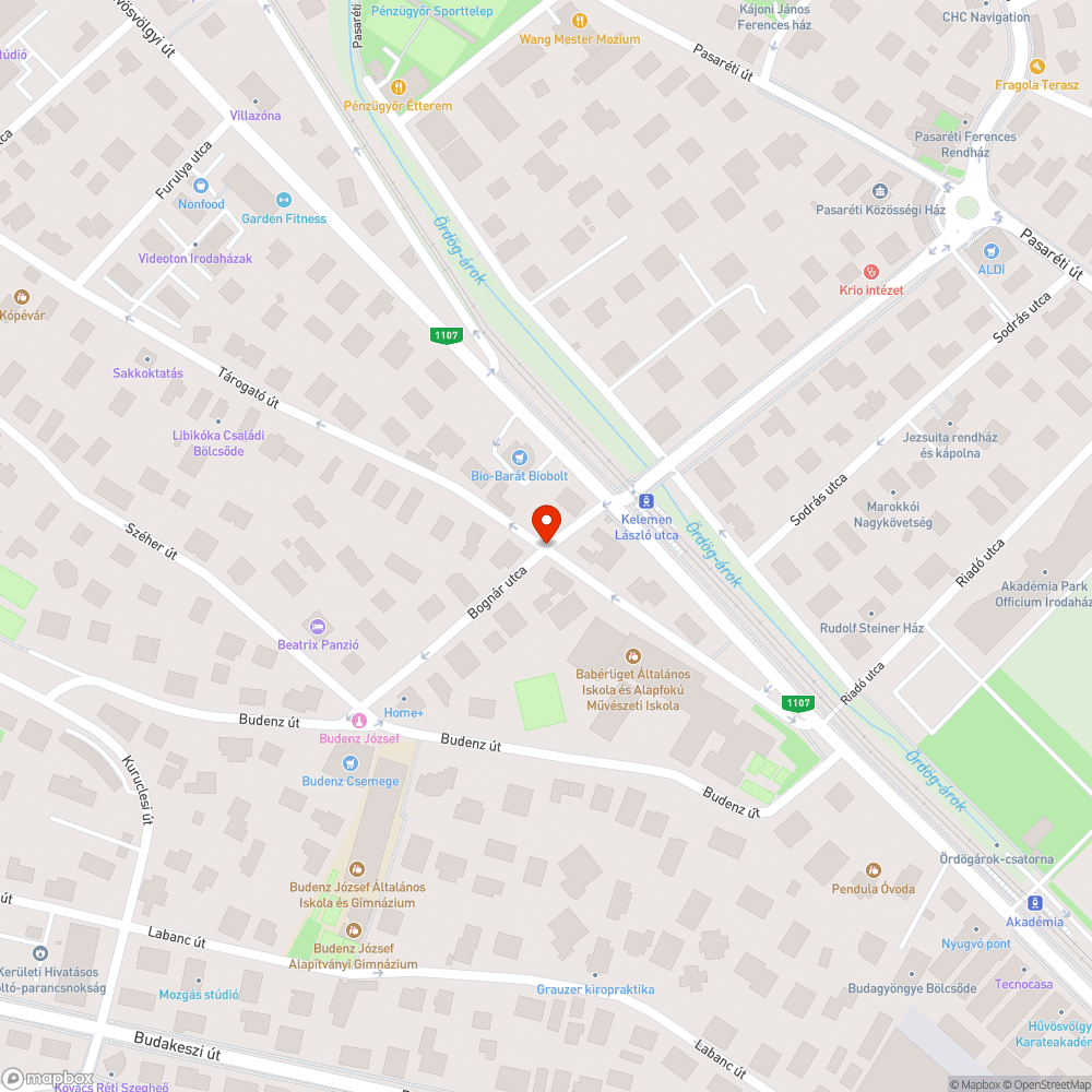 Kátyúk a Bognár Tárogató kereszteződésben bejelentés helye