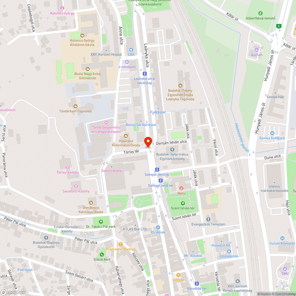 Kátyúk bejelentés helye