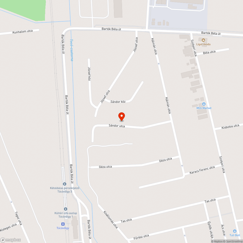 Sándor utca garázs előtt a villanyoszlop bejelentés helye