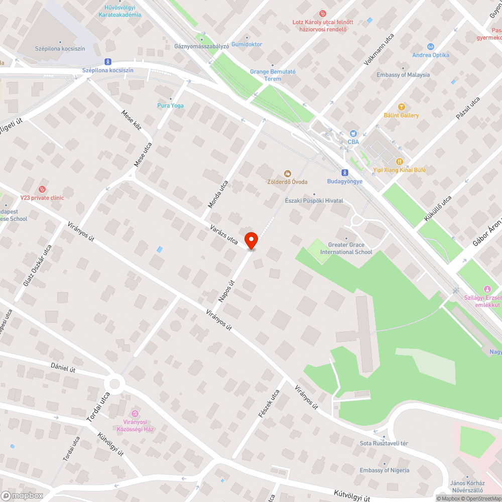 Növekvő kátyú a Napos utcában bejelentés helye