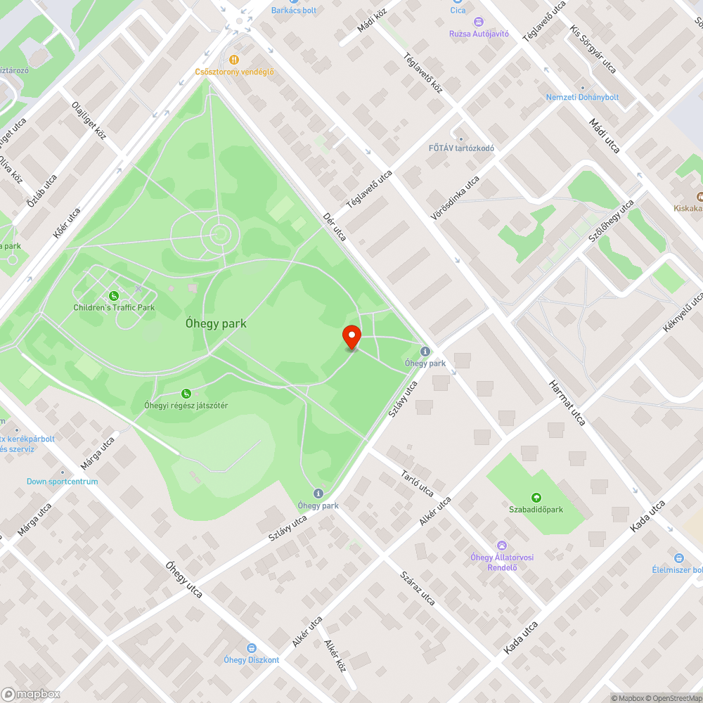 Kiégett lámpa az Óhegy parkban #1 bejelentés helye