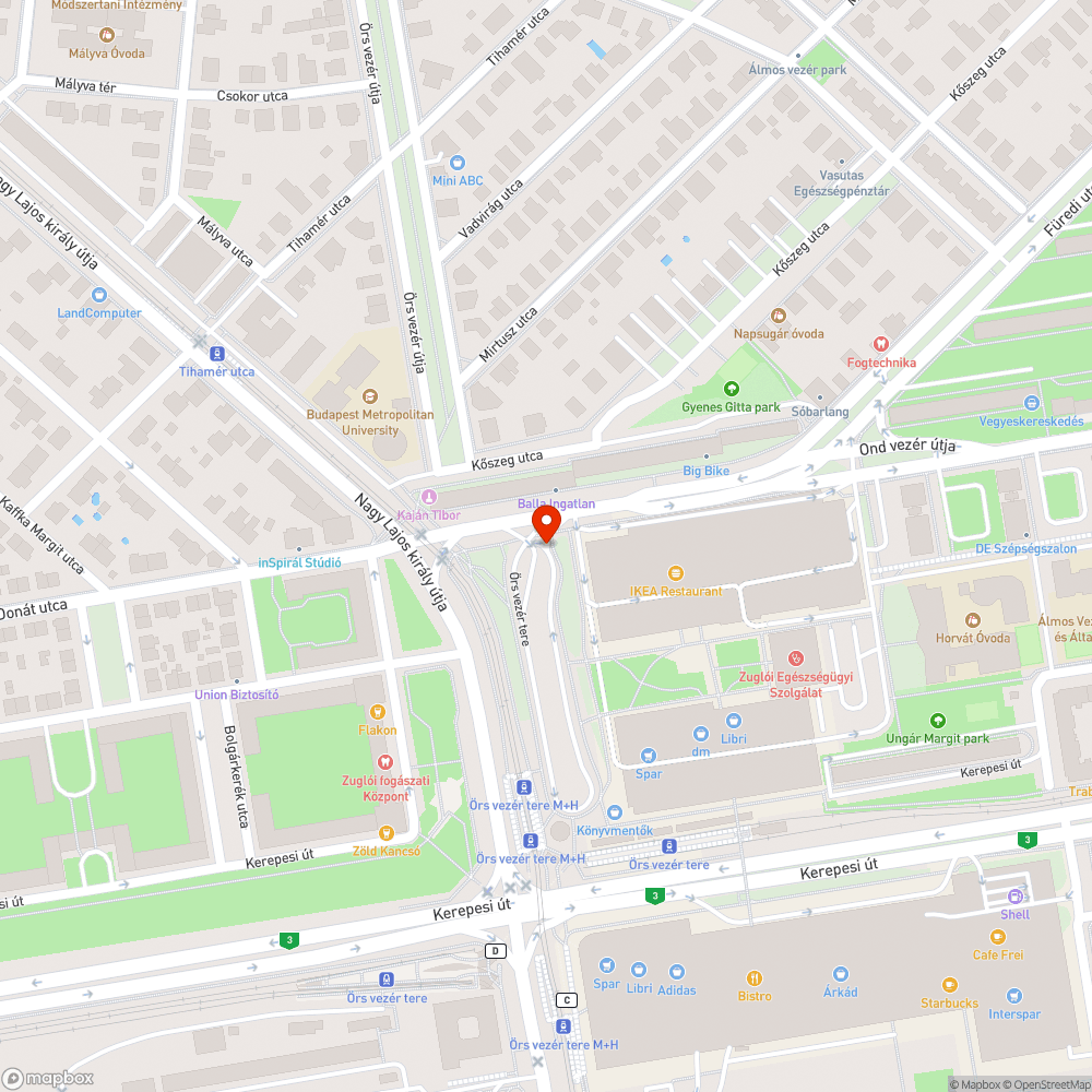 Megsüllyedt víznyelő bejelentés helye