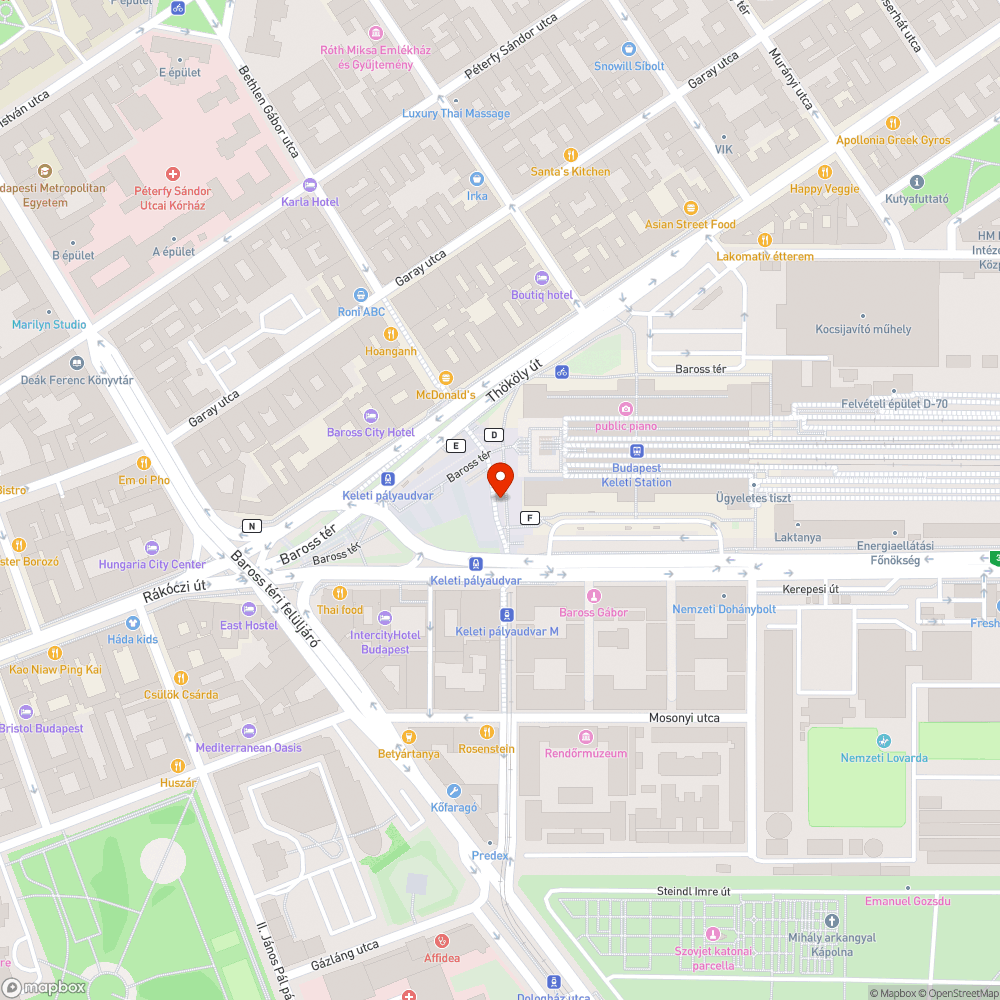 Baross tér, Keleti pályaudvar bejelentés helye