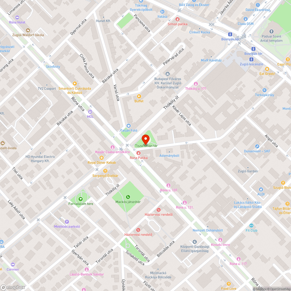 Sérült fa és karám Bosnyák utcában bejelentés helye