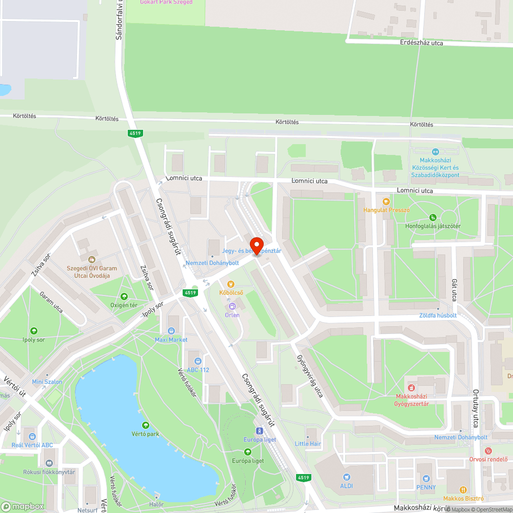 Kátyúk a szervizút végén bejelentés helye