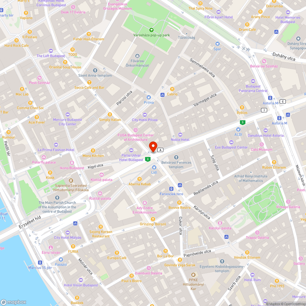 Ferenciek tere - aluljáró lift bejelentés helye