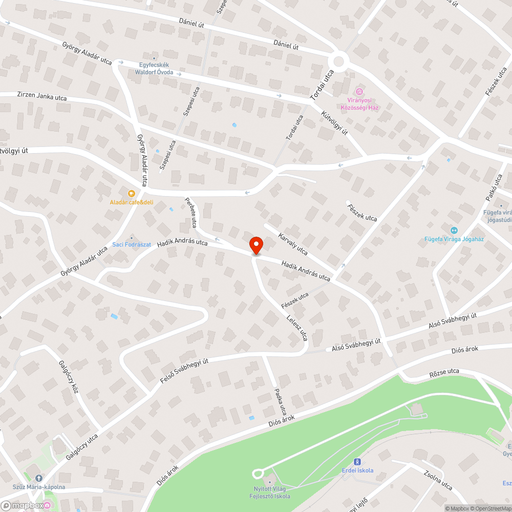 Hadik András utcai kátyús járda bejelentés helye