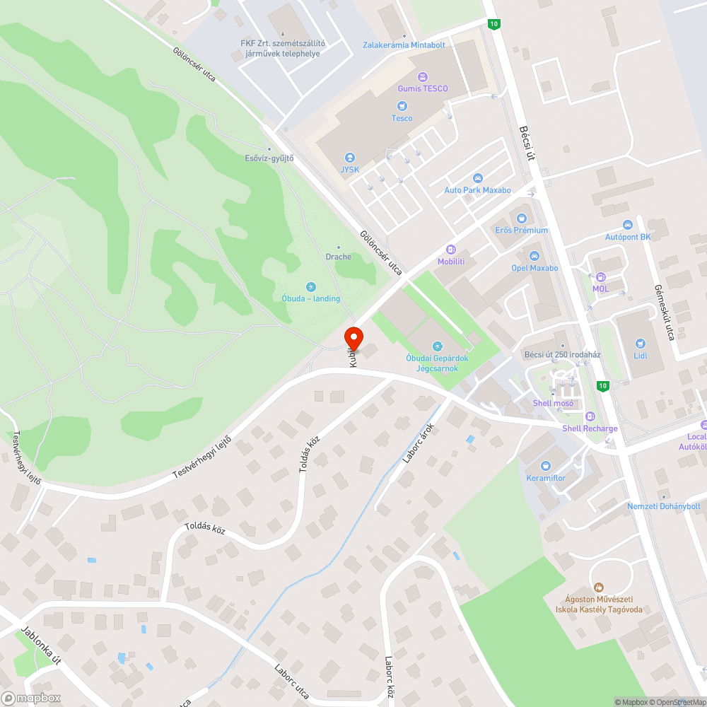 Útszéli szemét bejelentés helye