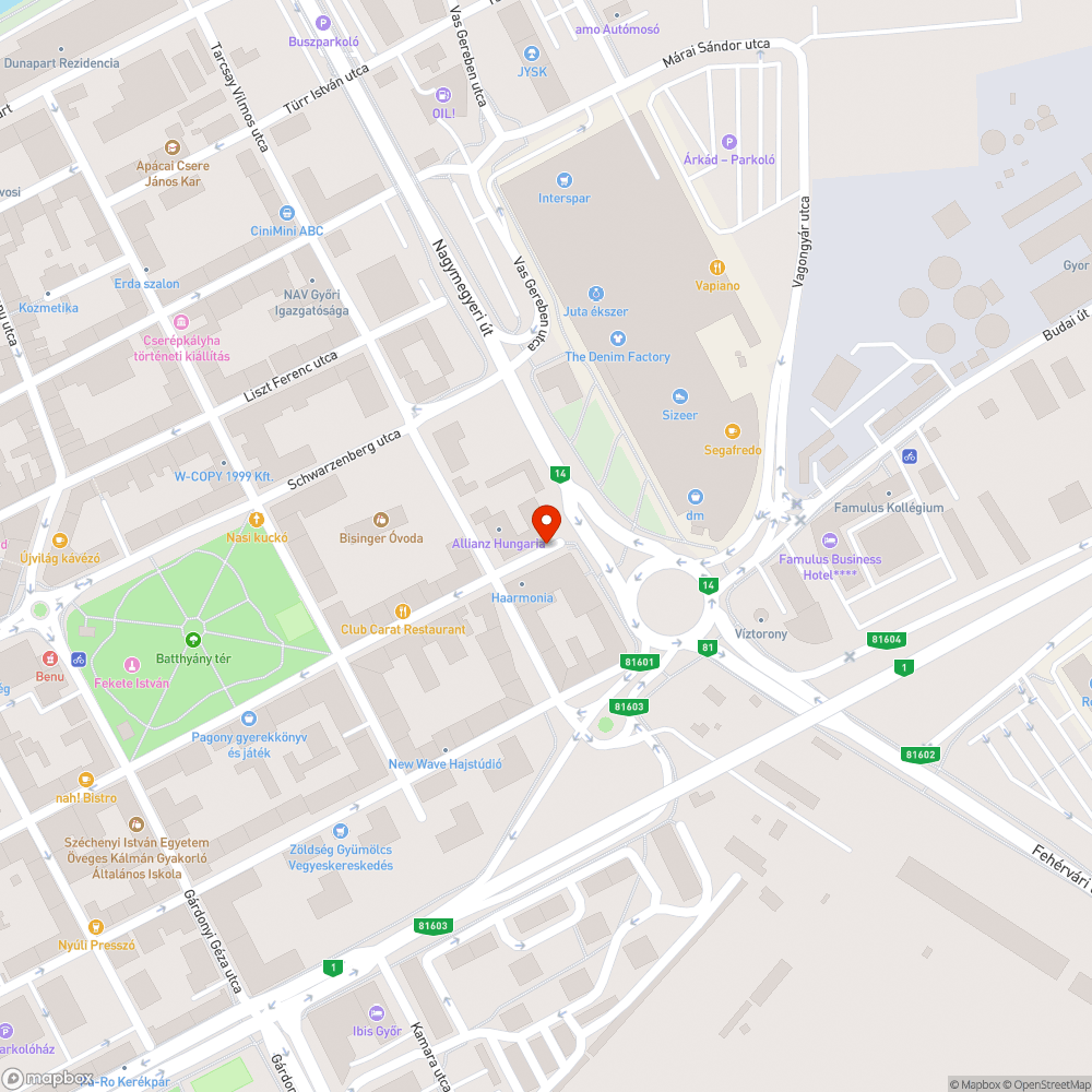 Személygépkocsi Győr Árkád mellett bejelentés helye