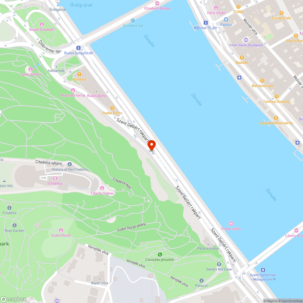 Szent Gellért rakpart gyalogút/kerékpár út elválasztás bejelentés helye