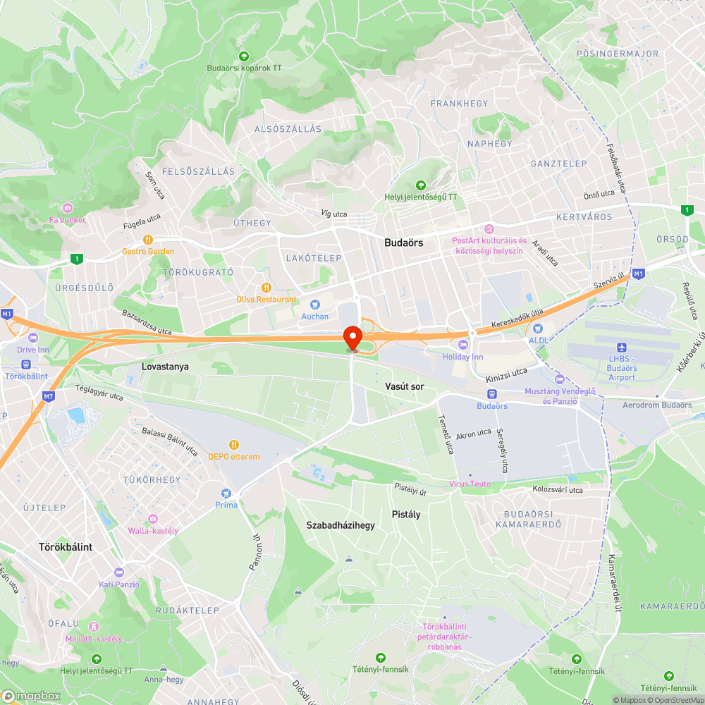 Budaörs határán, több kátyú és út megsülyedés bejelentés helye