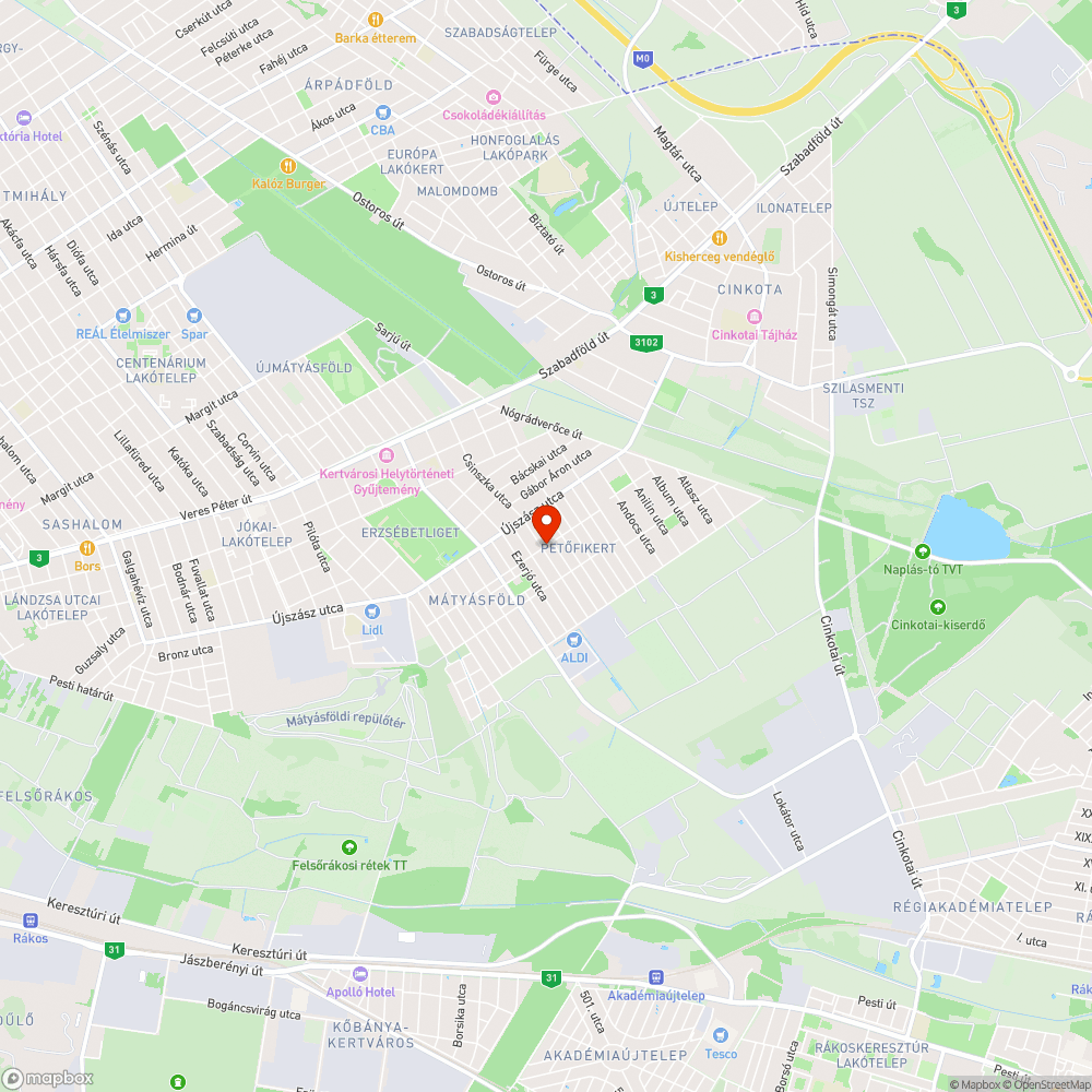 Kátyúk (Zsenge utca) bejelentés helye