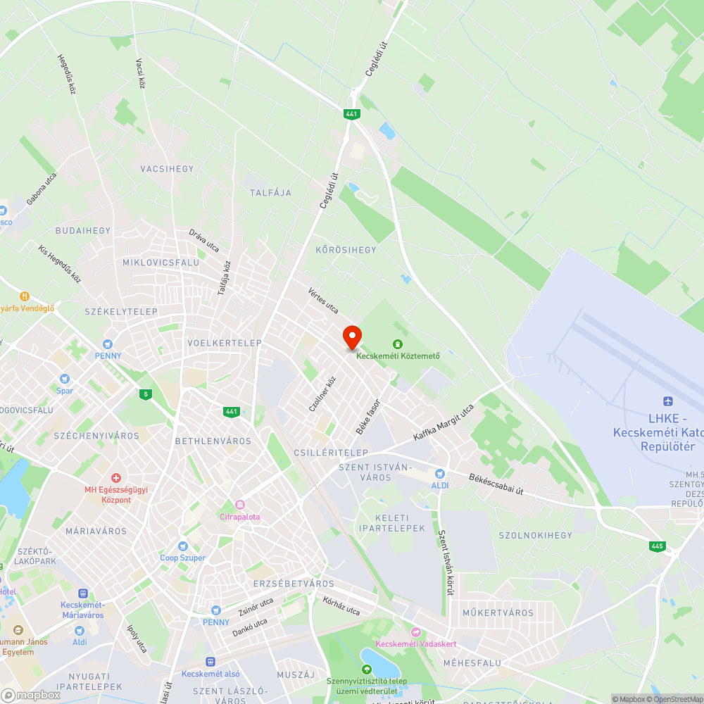 Kátyúhiba a Czollner közön bejelentés helye