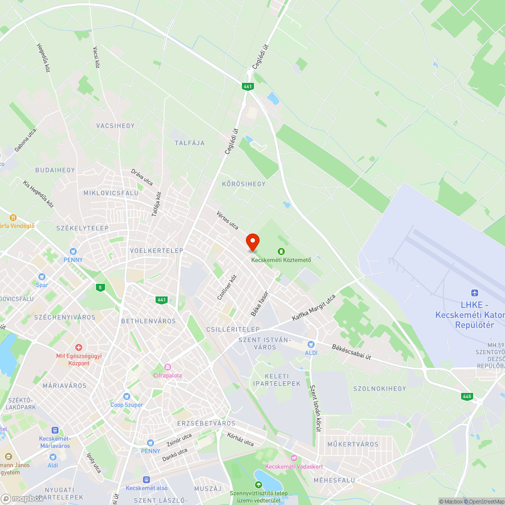 Elhagyott járművek a Köztemető II. kapunál bejelentés helye