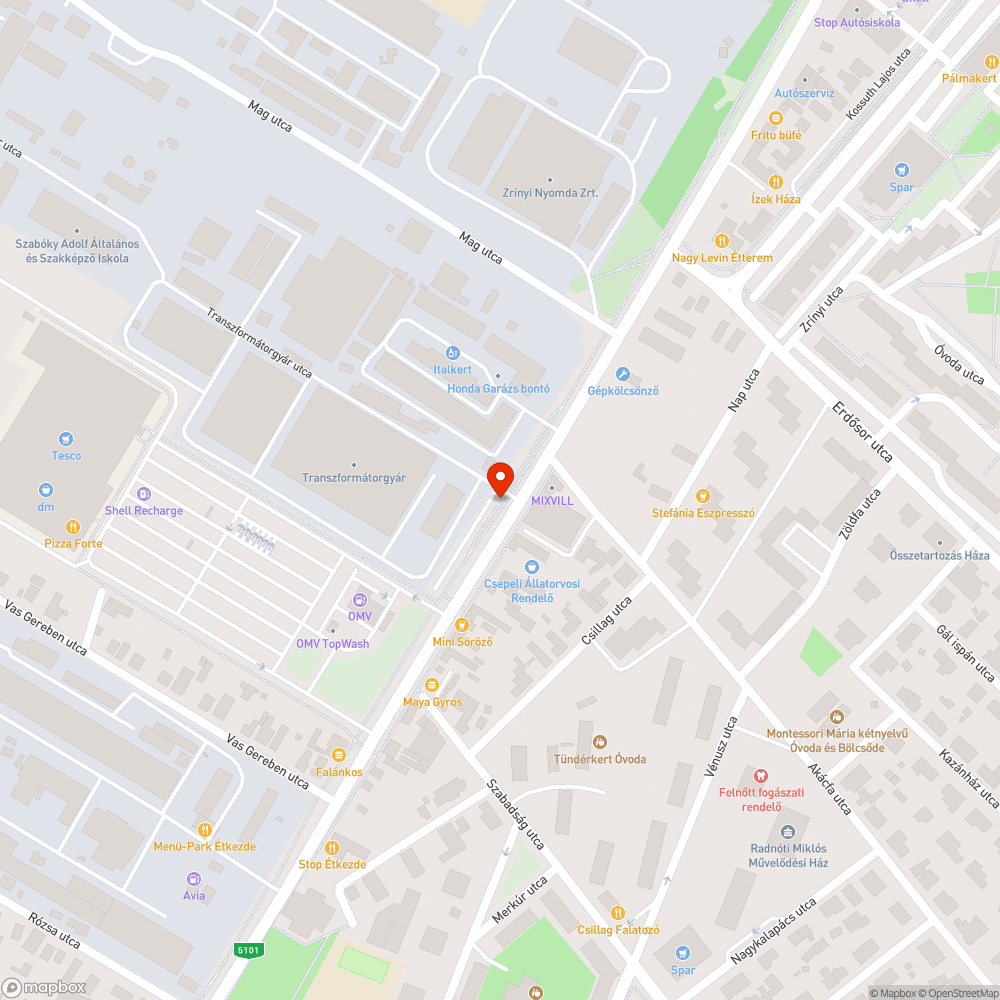 II. Rákóczi Ferenc út melletti kerékpárútra belógó fák '16 nyár bejelentés helye