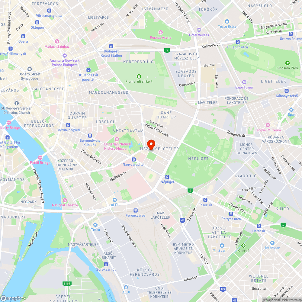 Elnök utcai kátyúk bejelentés helye