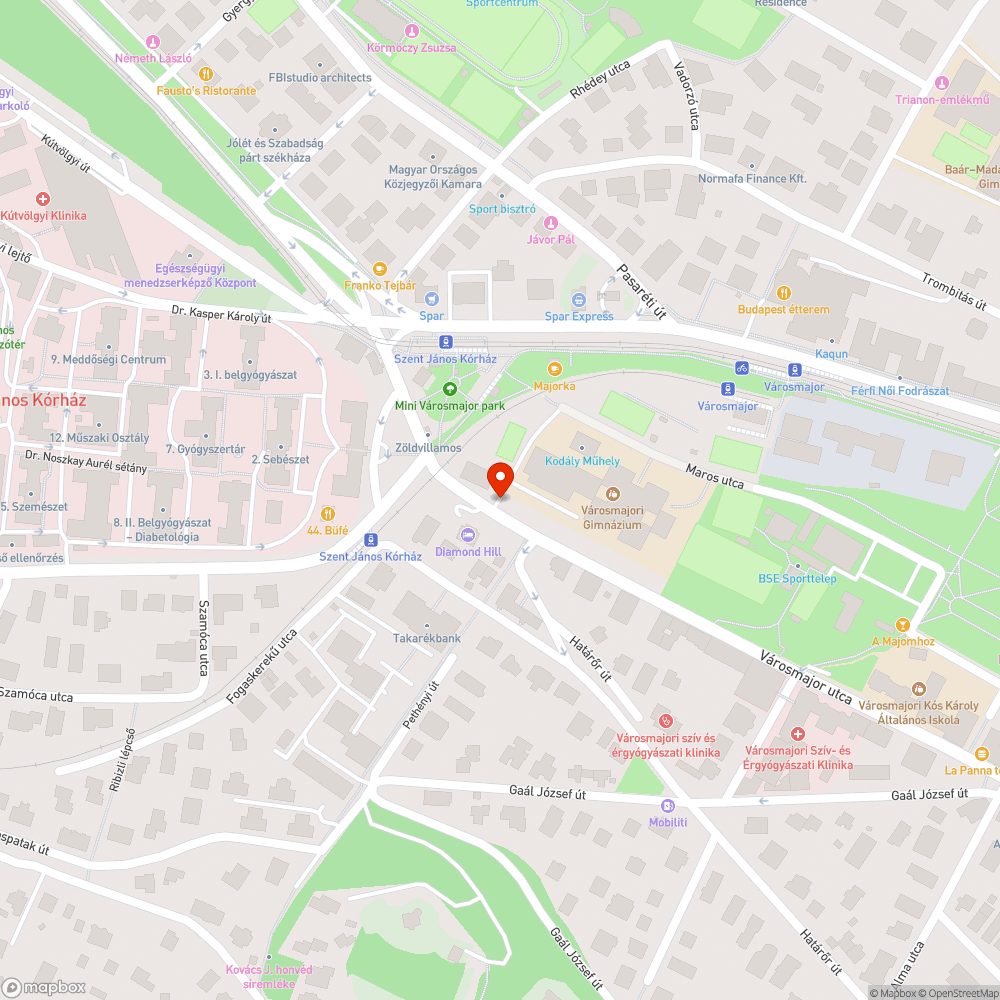 Városmajori gimnázium átjárás infó bejelentés helye