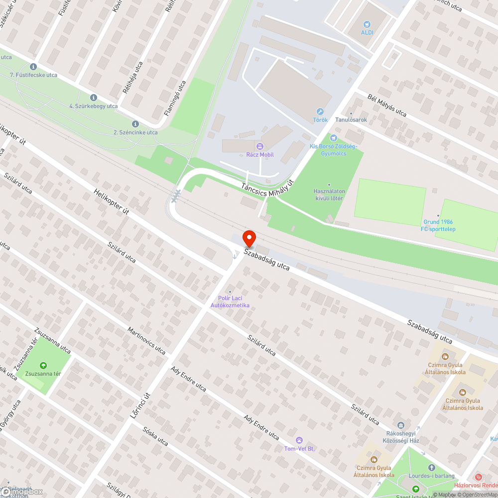 Járdaszegély felújítás Bp. XVII. Szabadság u. 52-Szabadság u. 64 bejelentés helye