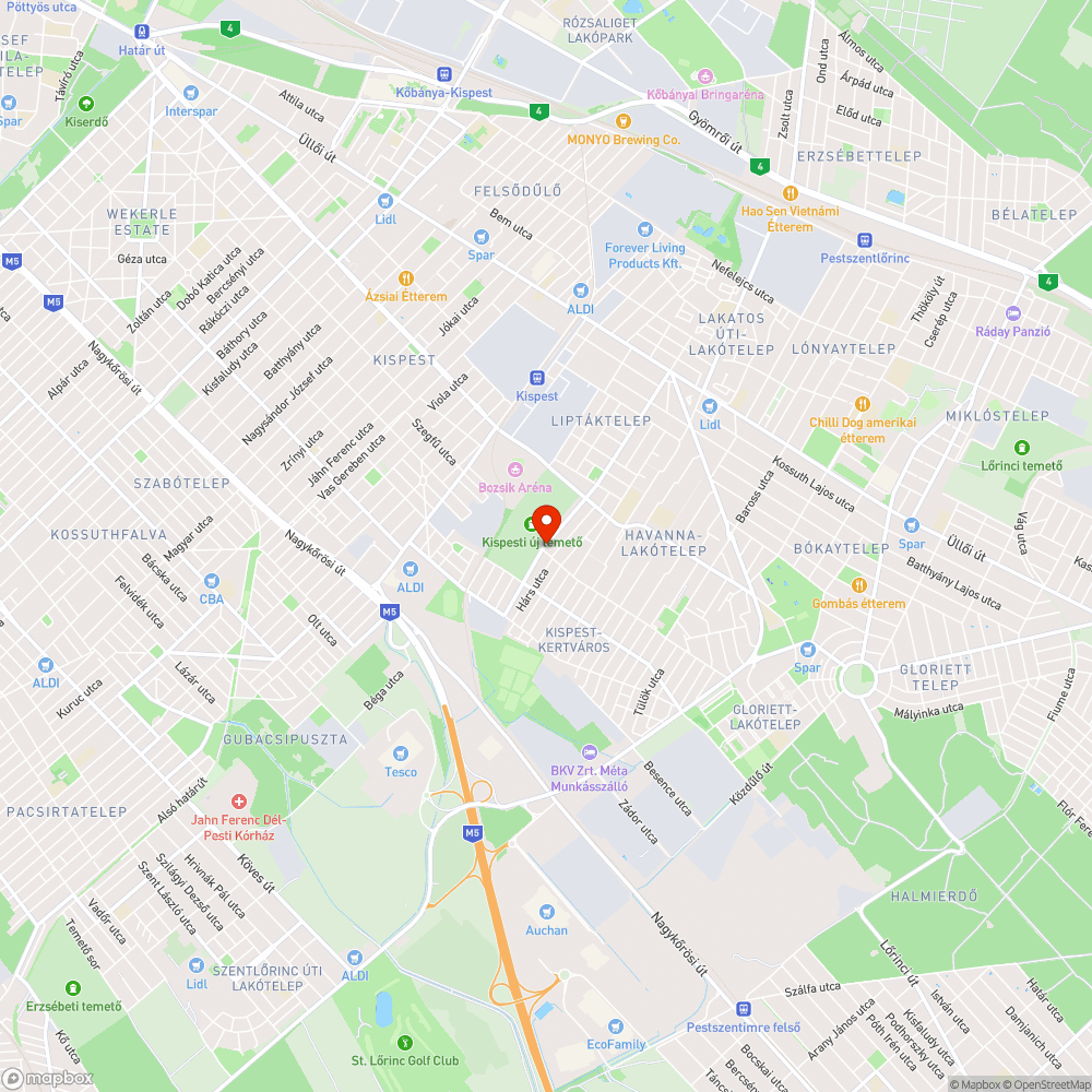 Buszmegálló - Kolozsvár utca (Temető) bejelentés helye