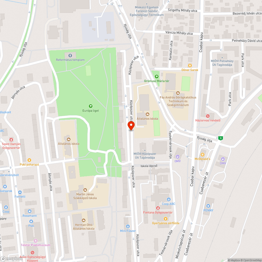 Defektes kocsi bejelentés helye