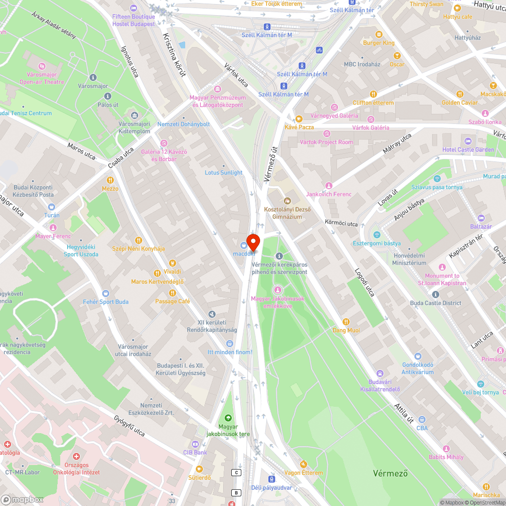 Balesetveszélyes kerékpáros átkelő a Krisztina körúton bejelentés helye