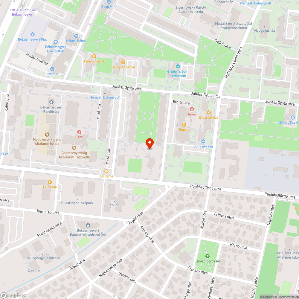 Megdőlt lámpaoszlop bejelentés helye