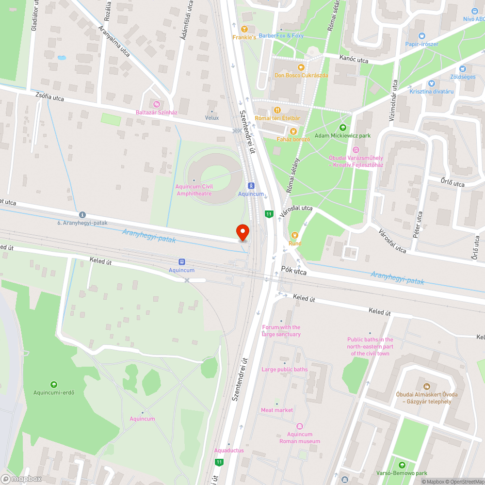 Aquincum, Aranyhegyi patak szemét bejelentés helye