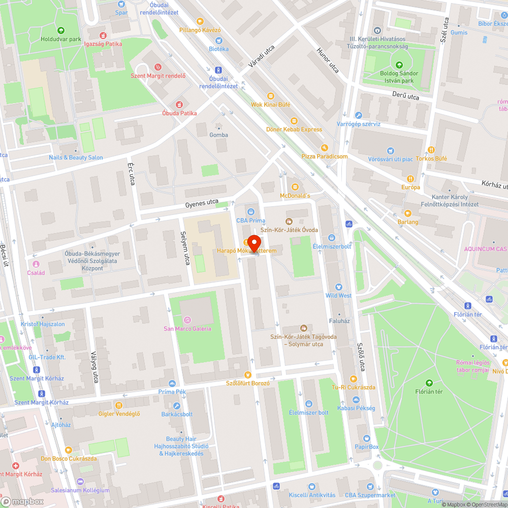 Harapó Mókus-CBA oldalánál lévő füves terület bejelentés helye