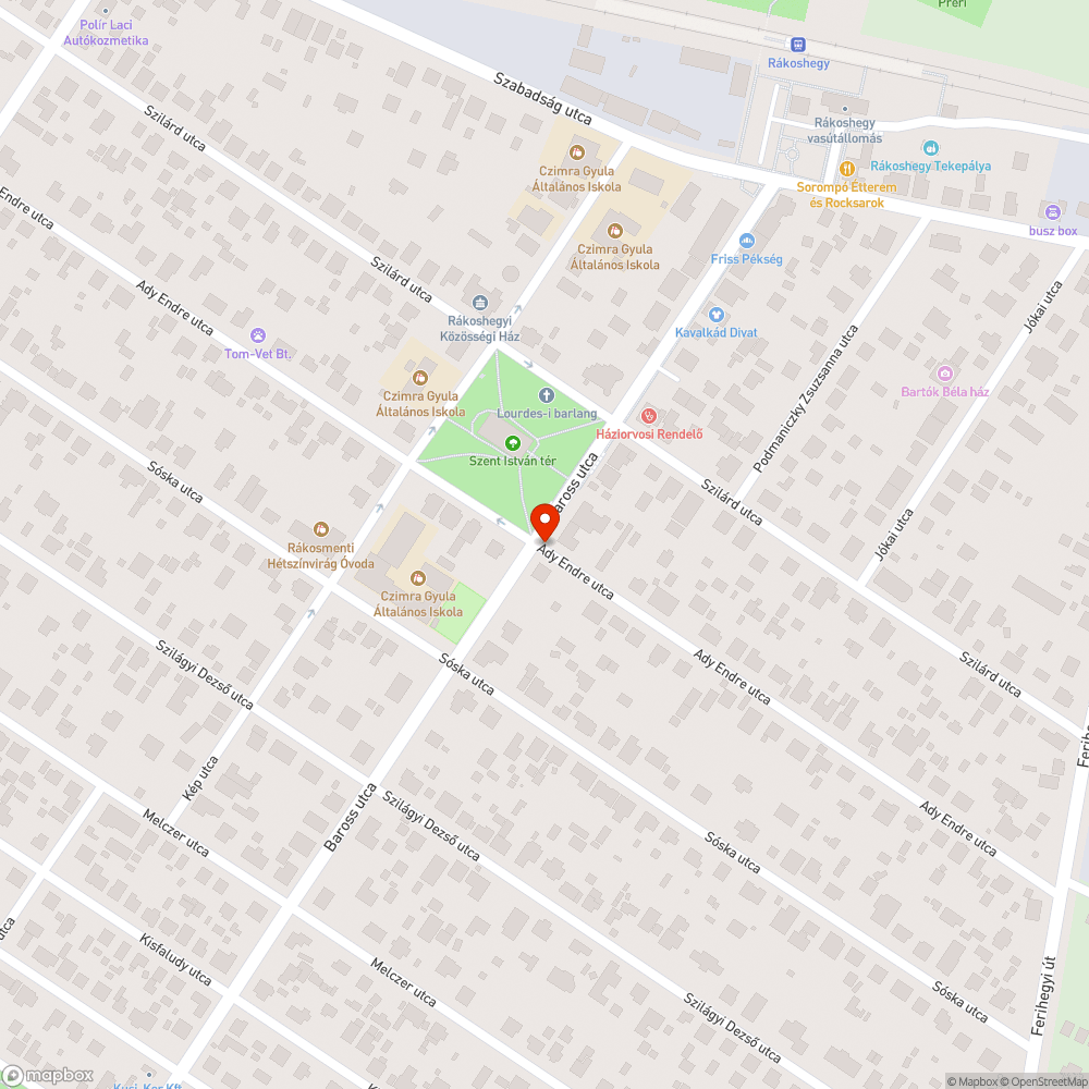 Úthiba bejelentés helye