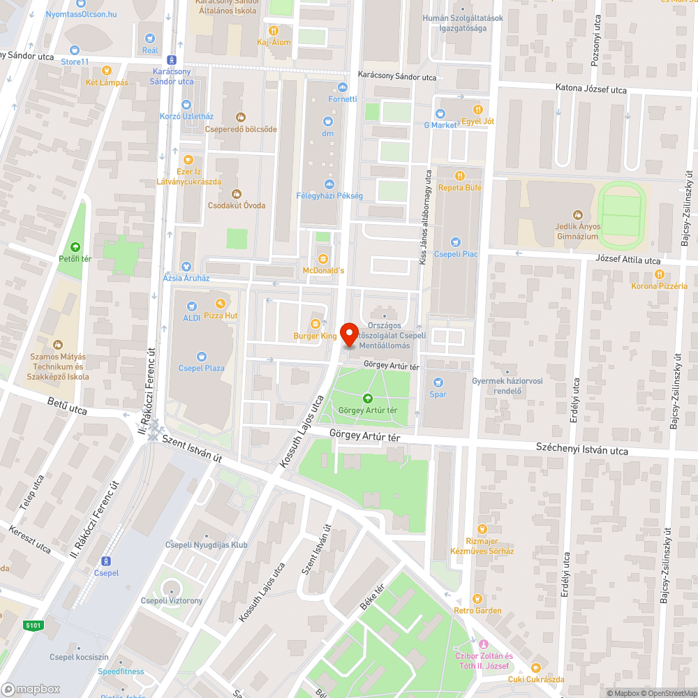 Kátyú bejelentés helye