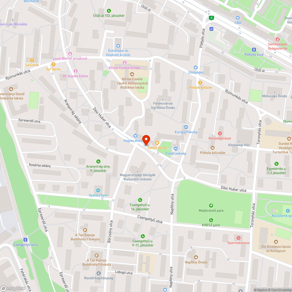 Elhagyott jármű bejelentés helye