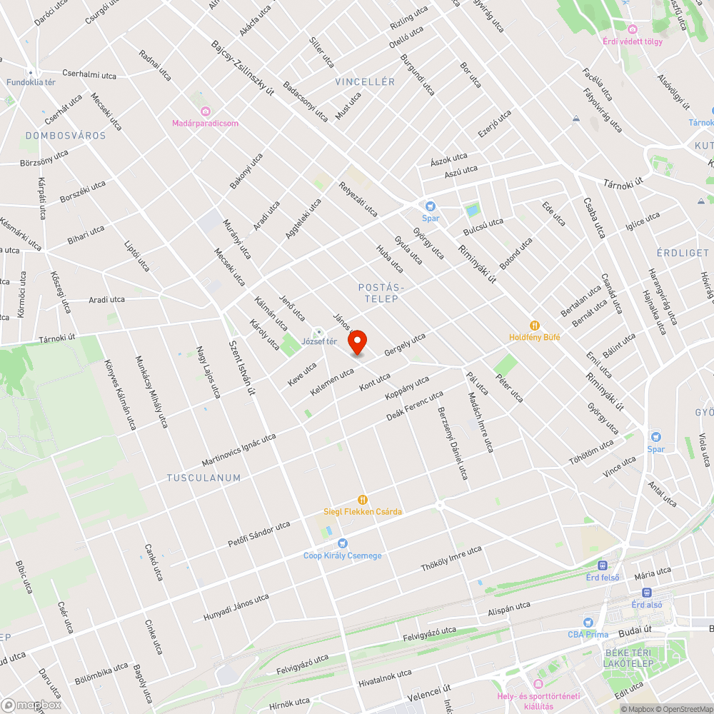 Érd - Lóránd utca - csatornafedél bejelentés helye