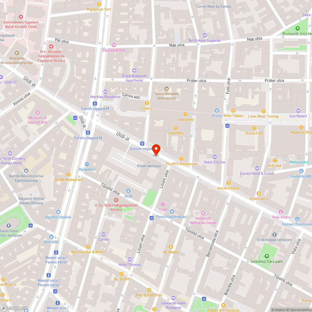 Hatalmas kátyú az Üllői út közepén bejelentés helye