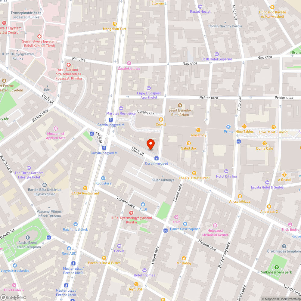 Felgyűrődött aszfalt az Üllői út közepén bejelentés helye