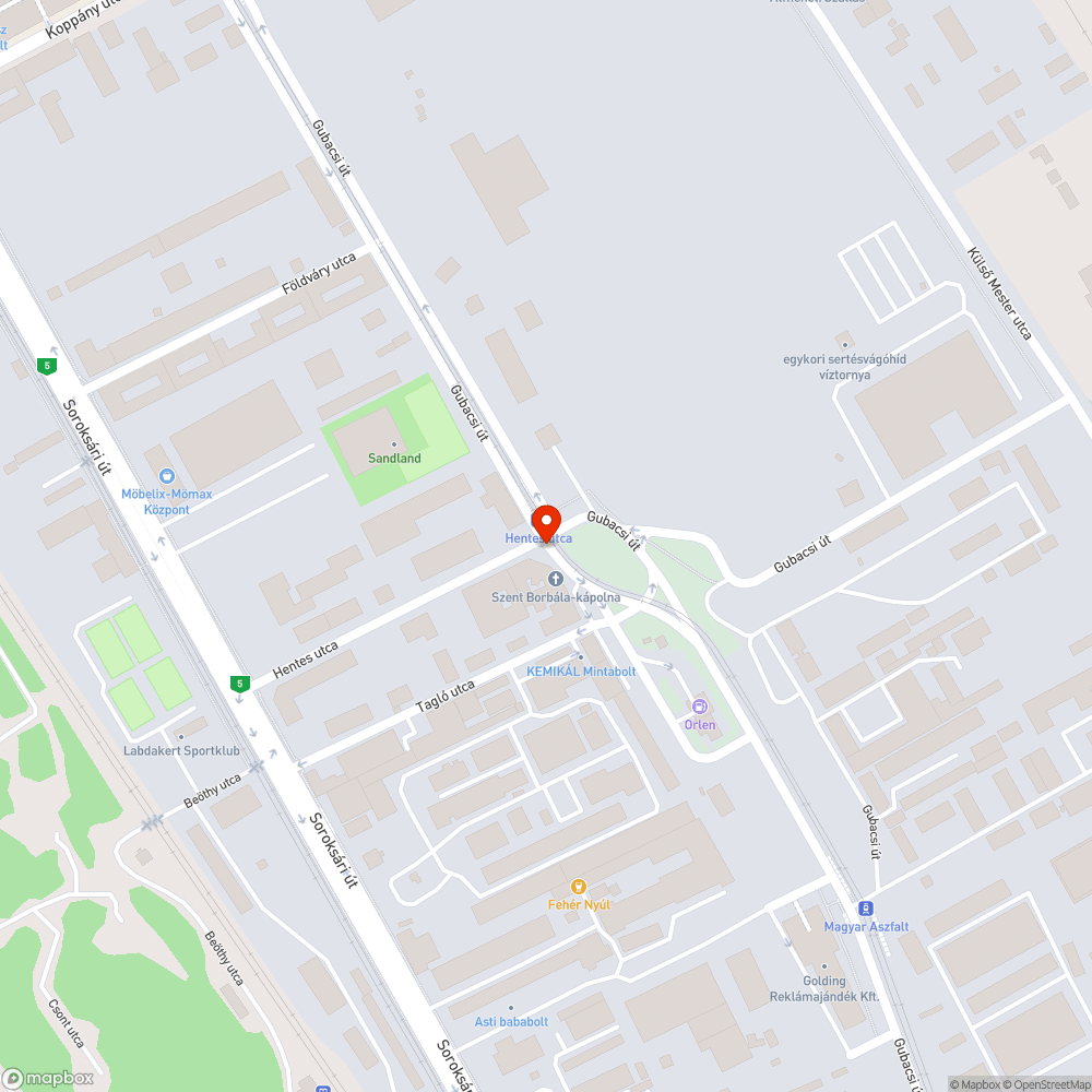 Gubacsi út / Hentes utca baleseti gócpont bejelentés helye