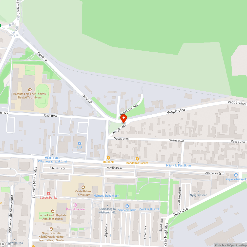 Szemét Csepel Védgát utca bejelentés helye