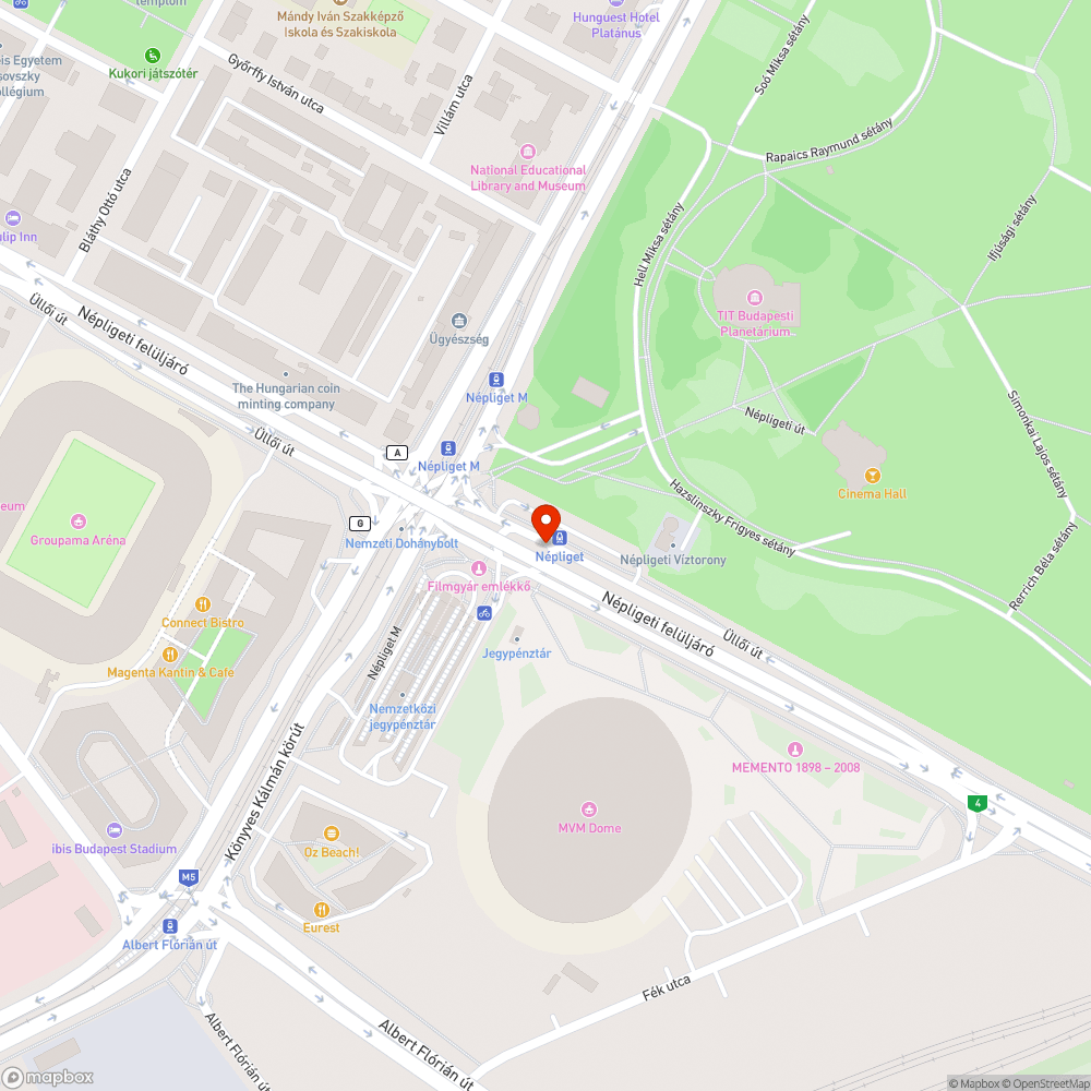 Népligeti villamos-metró lift bejelentés helye