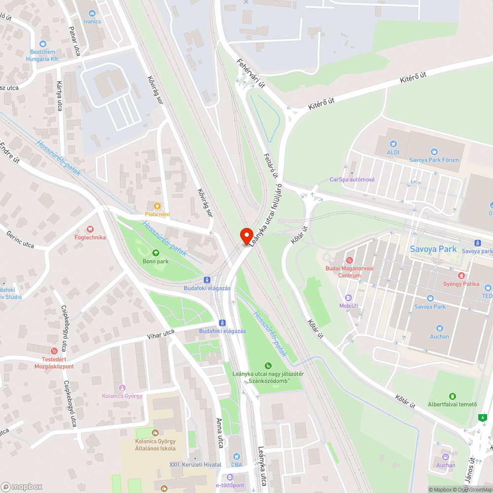 Kerékpártoló rámpát/vályút bejelentés helye