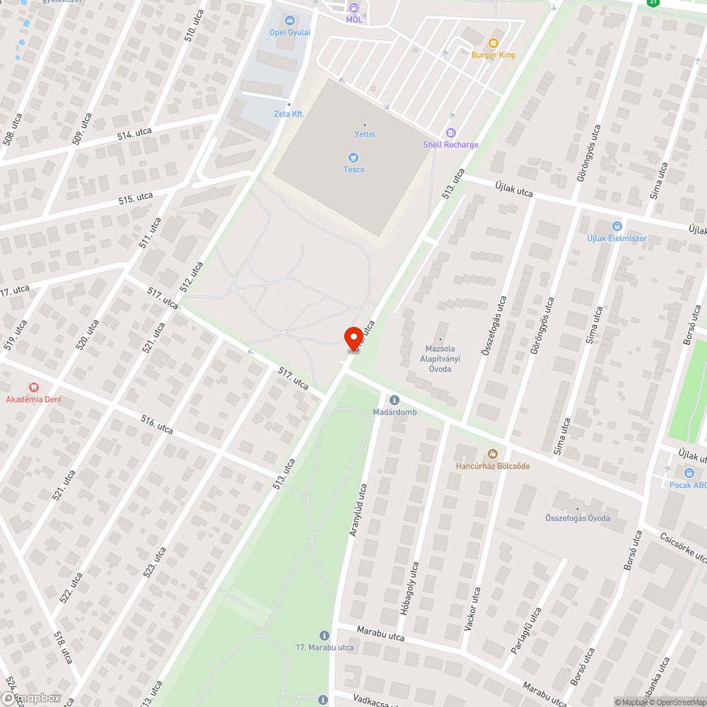 Táblák bejelentés helye