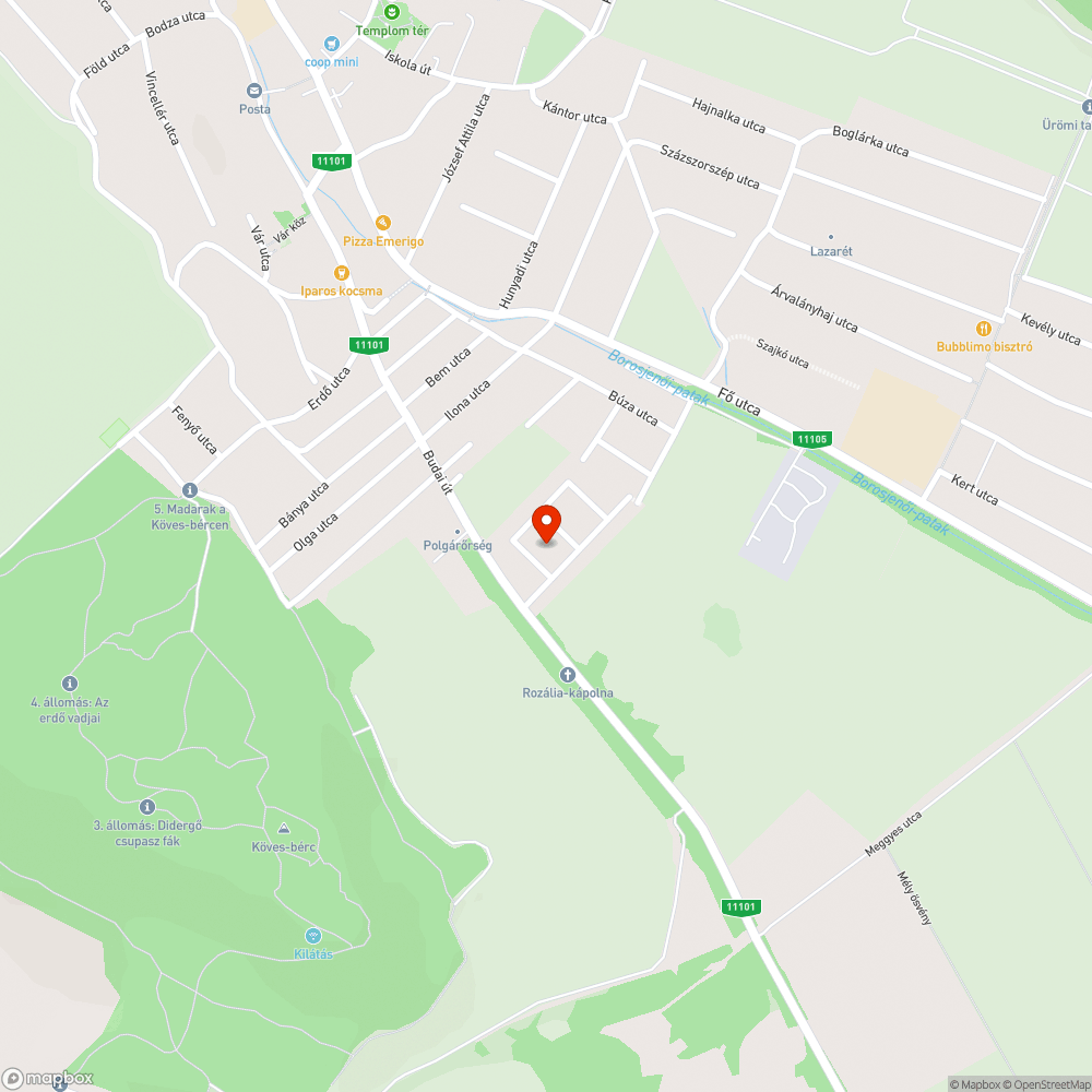 Beszakadt úttest bejelentés helye