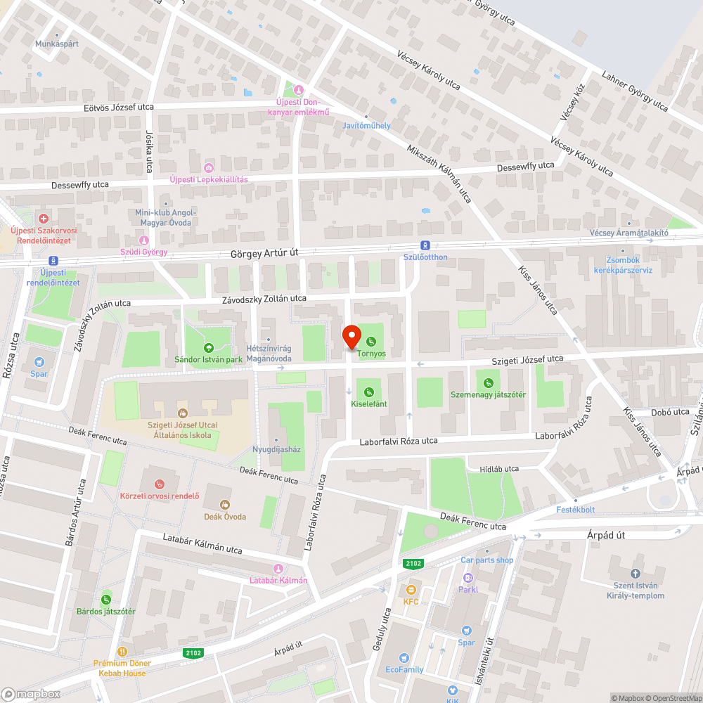 Elpusztult sün bejelentés helye