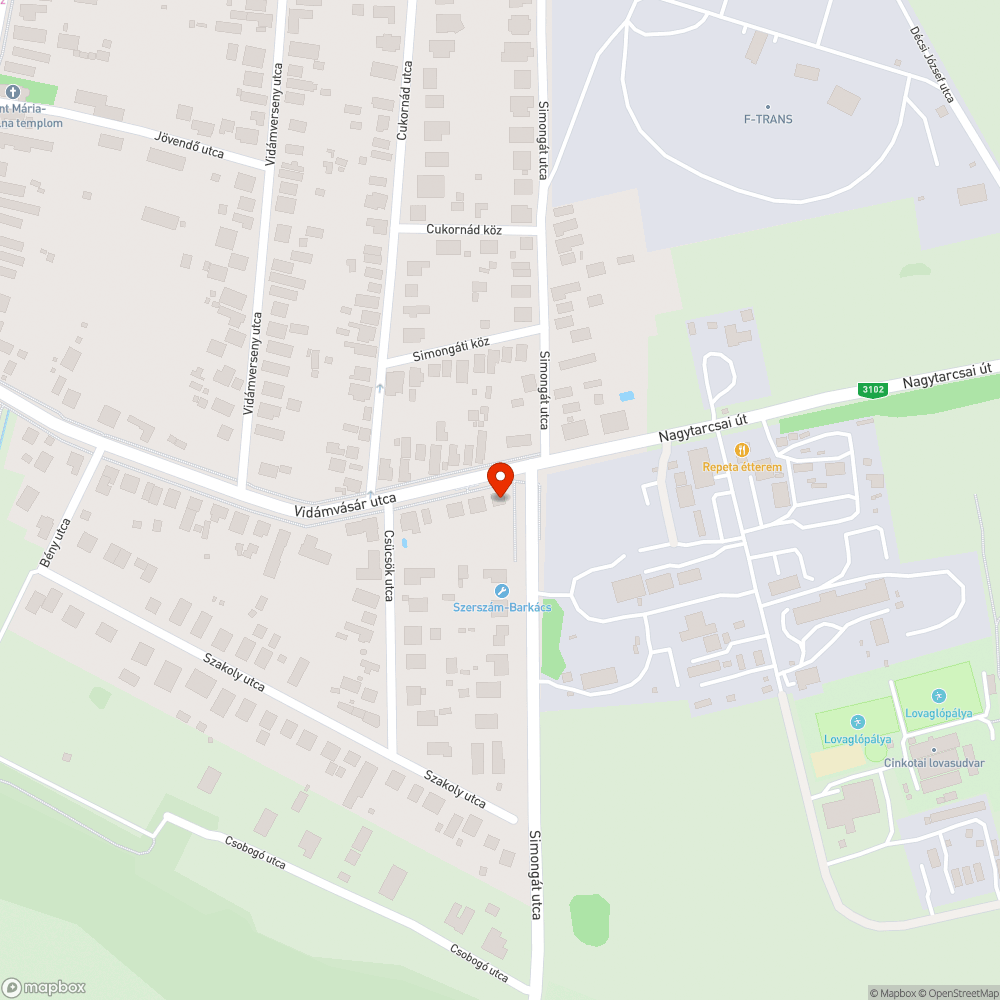 Simongát utca - Nagytarcsai út kereszteződése bejelentés helye