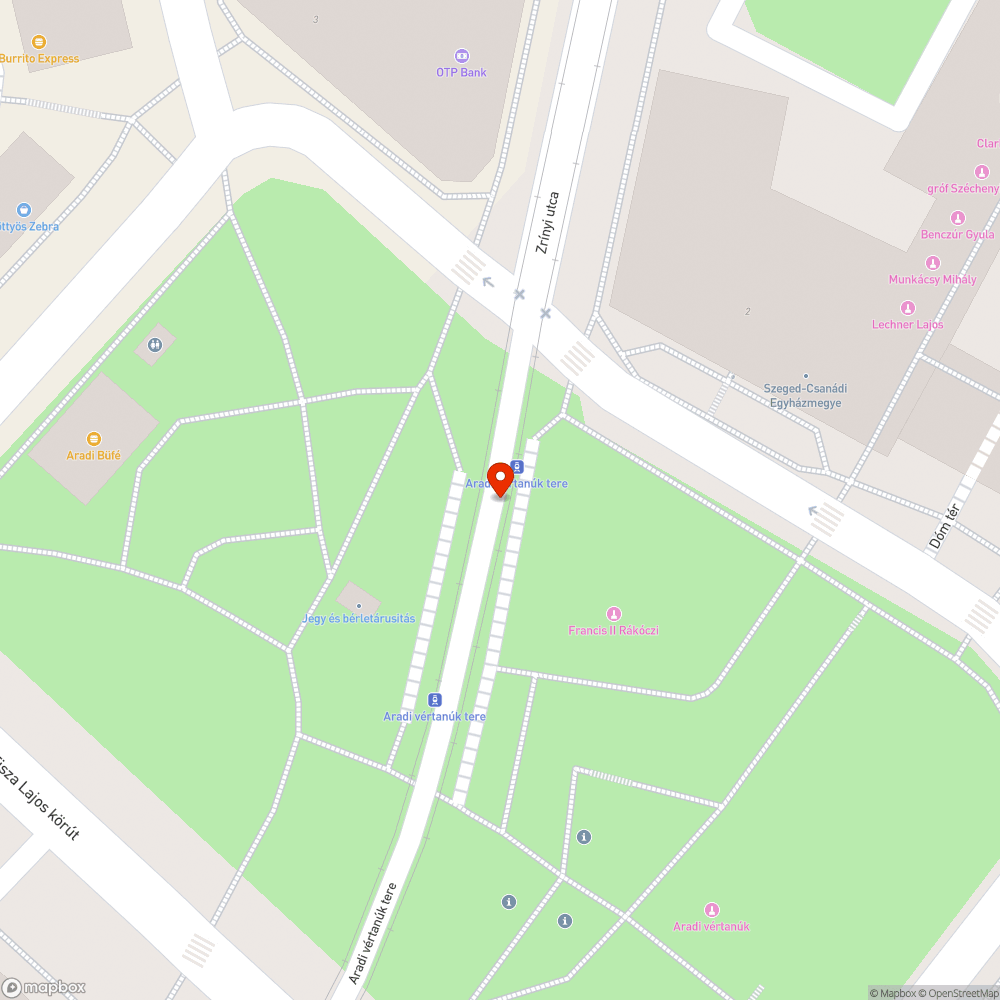 Sérült pad - Aradi vértanúk tere bejelentés helye