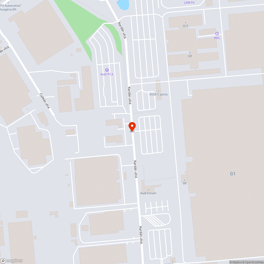 Kardán út kátyú bejelentés helye