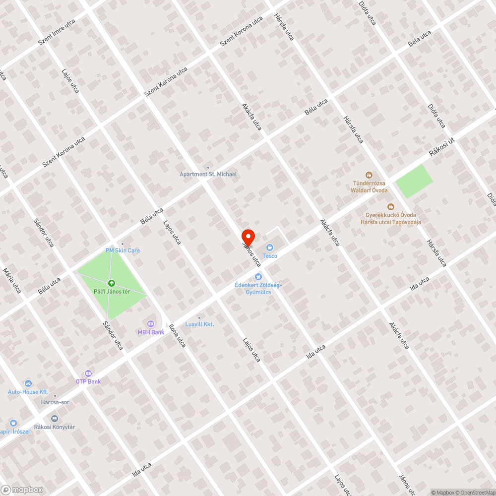 Kátyú az úton (János utca) bejelentés helye