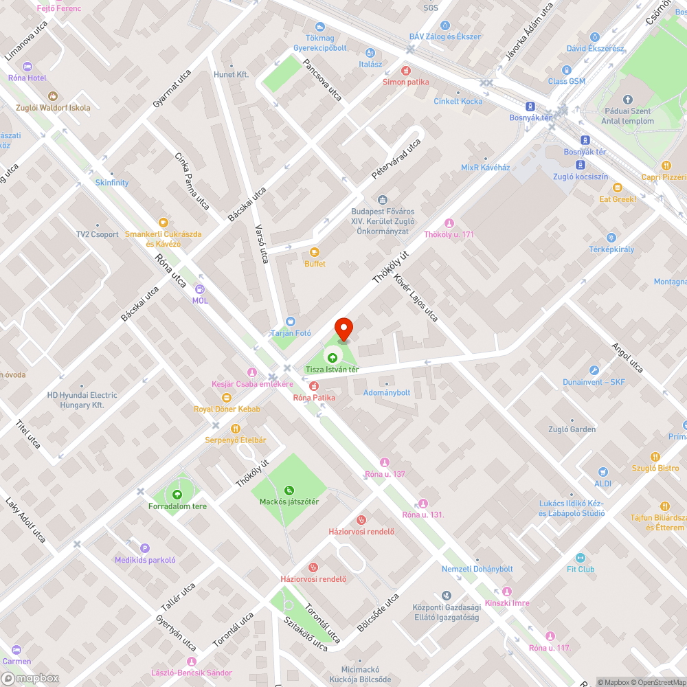 Nyilvános WCnek használt park Zuglóban bejelentés helye